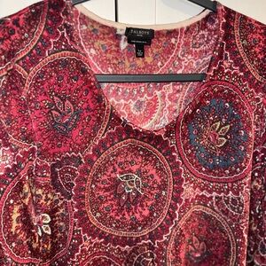 Talbots Merino Wool Shirt Women’s Large Petite LP Paisley Medallion Blouse 2022